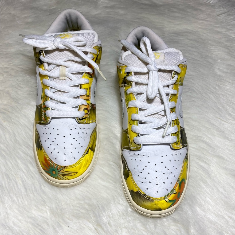 VTG NIKE Dunk Low Pro SB White/Yellow DE LA SOUL 2005 DJ Rectangle pre-owned 10 - Picture 2 of 10